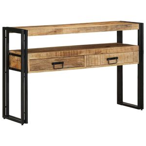 vidaXL Konsolbord med skuffe Brun 120 x 33 x 75 cm Massivt mangotr&aelig;