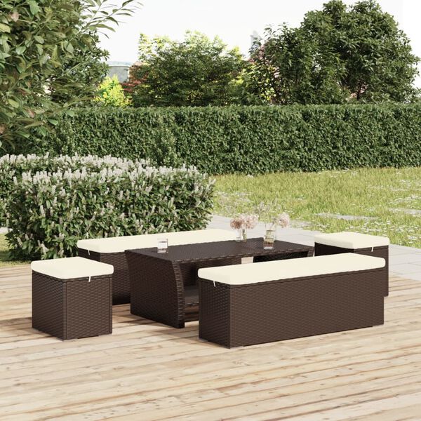vidaXL ottomaner med hynder 2 stk. 40x30x40 cm polyrattan brun