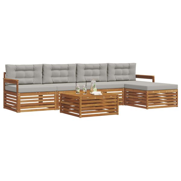 vidaXL Udend&oslash;rs sofagruppe med pude 6 pcs Naturlig og Lys Gr&aring;