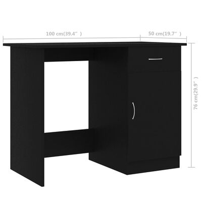 vidaXL skrivebord 100x50x76 cm konstrueret træ sort