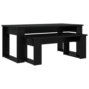 vidaXL Kaffebord S&aelig;t 2 pcs Sort eg Konstrueret tr&aelig;