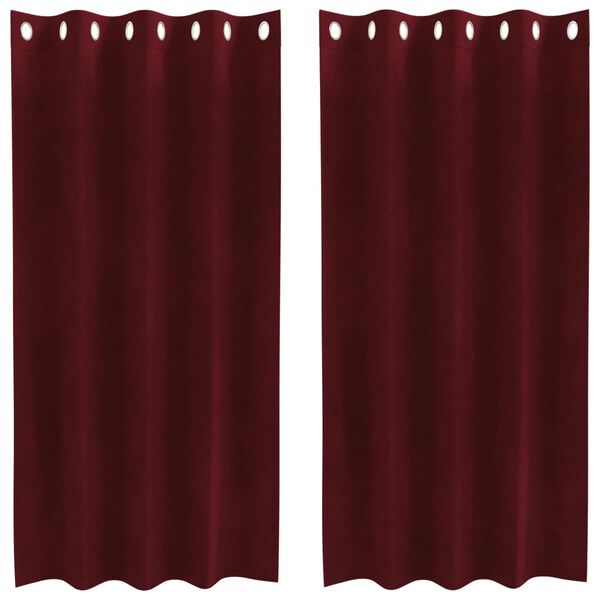 vidaXL M&oslash;rkl&aelig;gningsgardiner 2 pcs Vinr&oslash;d 140 x 175 cm Fl&oslash;jl