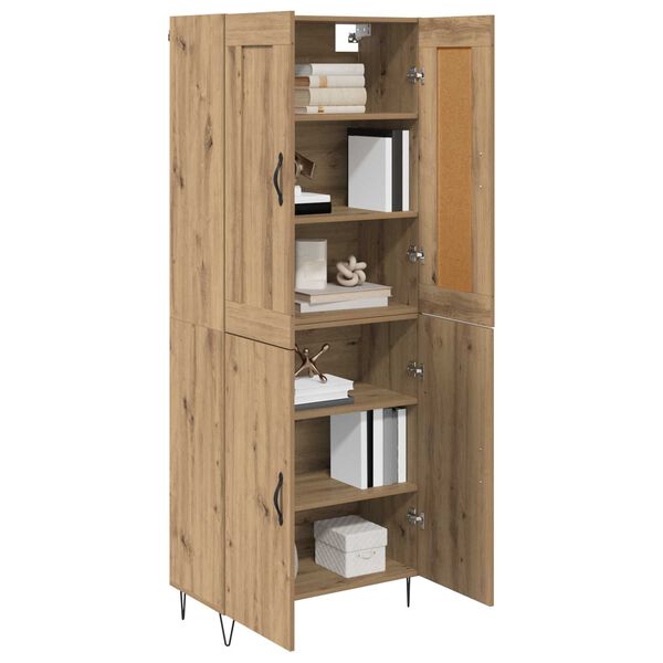 vidaXL Highboard Artisan Egetr&aelig; 69,5 x 34 x 180 cm Konstrueret tr&aelig;