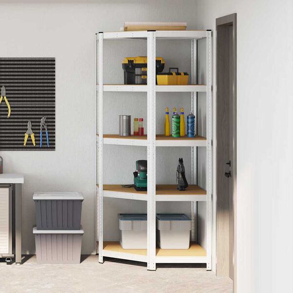 vidaXL Hj&oslash;rnehylde med hylde S&oslash;lv 90 x 90 x 198 cm Konstrueret tr&aelig;