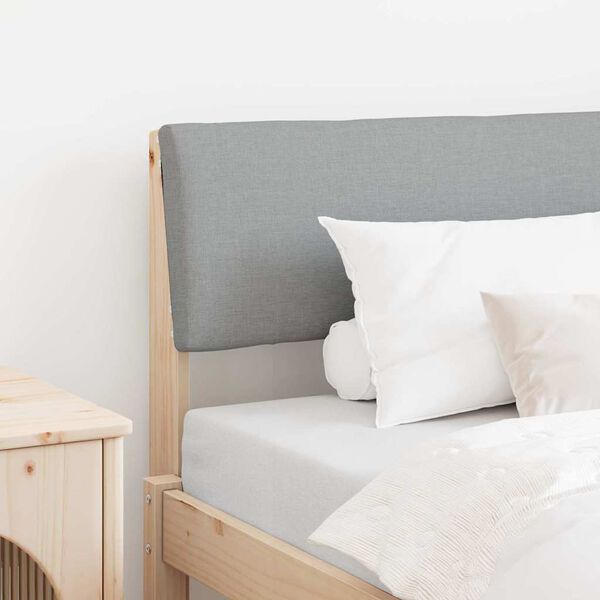 vidaXL Polstret sengegavl Lysegrå 100 cm Massiv fyrretræ