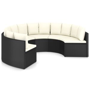 vidaXL sofas&aelig;t til haven 6 dele med hynder polyrattan sort