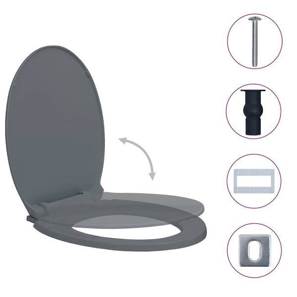 vidaXL toilets&aelig;de med soft close og quick release-funktion oval gr&aring;