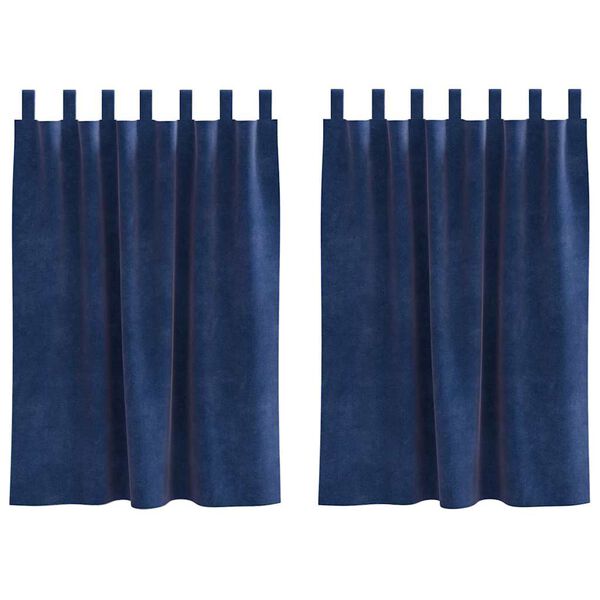 vidaXL M&oslash;rkl&aelig;gningsgardiner 2 pcs M&oslash;rk bl&aring; 140 x 140 cm Fl&oslash;jl