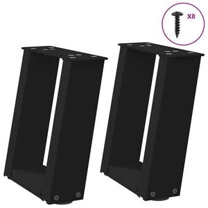vidaXL sofabordsben U-formet 2 stk. sort 30x(30-31) cm st&aring;l