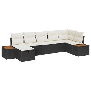 vidaXL Havesofa S&aelig;t med pude 8 pcs Sort polyrattan