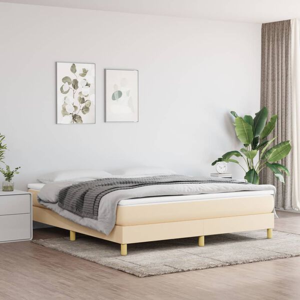 vidaXL Boxspring sengeramme 160x200 cm stof cremefarvet