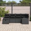 vidaXL Havesofa S&aelig;t med pude med opbevaring 6 pcs Sort Poly rattan