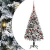 vidaXL Kunstigt juletr&aelig; Hvid 120 cm PVC og St&aring;l og Plastik