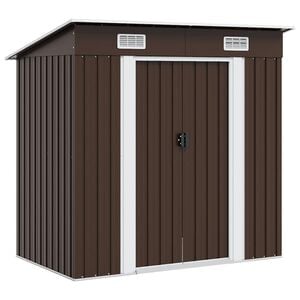 vidaXL opbevaringsskur til haven 194x121x181 cm st&aring;l brun