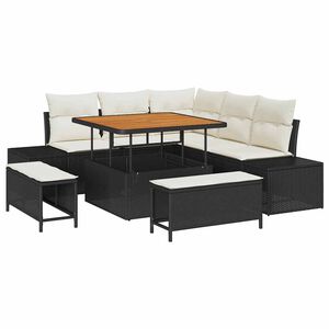 vidaXL Havesofa S&aelig;t 8 stk. Sort polyrattan