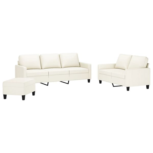 vidaXL sofas&aelig;t 3 dele med hynder kunstl&aelig;der Cremefarvet