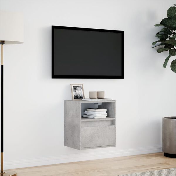 vidaXL v&aelig;gh&aelig;ngt tv-bord med LED-lys 41x31x45 cm betongr&aring;