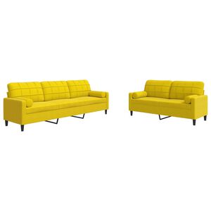 vidaXL sofas&aelig;t 2 dele med hynder og bolsterpuder velour gul