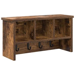 vidaXL V&aelig;gmonteret Jakkeholder med hylde R&oslash;get eg 50 x 16 x 26 cm