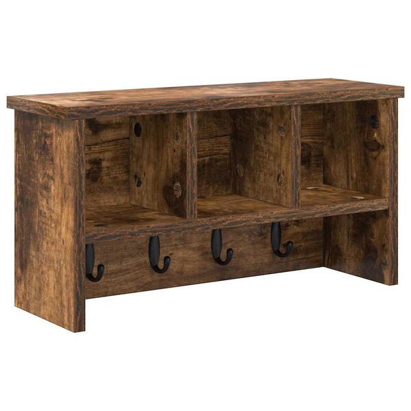 vidaXL V&aelig;gmonteret Jakkeholder med hylde R&oslash;get eg 50 x 16 x 26 cm