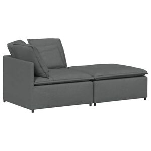 vidaXL modulsofa med fodskammel og hynder stof m&oslash;rkegr&aring;