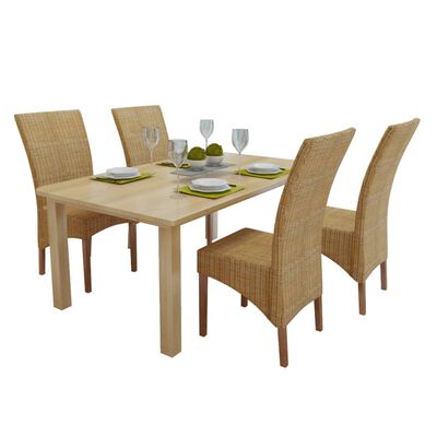 vidaXL spisebordsstole 4 stk. naturlig rattan brun