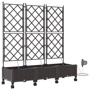 vidaXL Havekrukke med vanding og hjul 3 stk. Brun 120 x 40 x 132 cm PP