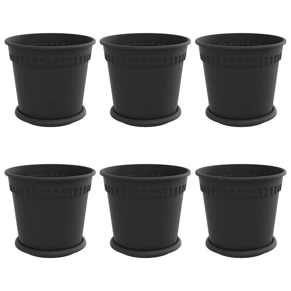 vidaXL Plantepotter 6 pcs Sort &Oslash; 19 x 16 cm Plastik