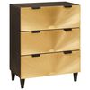 vidaXL Sideboard Sort og Guld 60 x 33 x 75 cm Massivt mangotr&aelig;