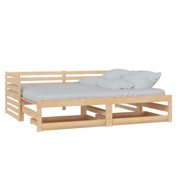 vidaXL daybed med udtr&aelig;k 2x(90x200) cm massivt fyrretr&aelig;