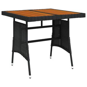 vidaXL havebord 70x70x72 cm polyrattan og massivt akacietr&aelig; sort