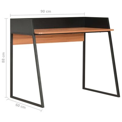 vidaXL skrivebord 90 x 60 x 88 cm sort og brun