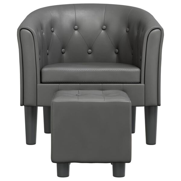 vidaXL l&aelig;nestol med fodskammel kunstl&aelig;der gr&aring;