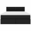 vidaXL Seng med opbevaring og LED Sort 140 x 200 cm Faux læder
