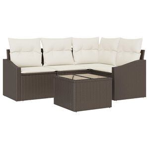 vidaXL Havesofa S&aelig;t med pude 5 pcs Brun og Creme polyrattan