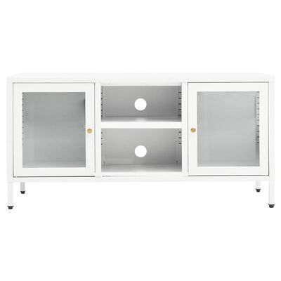 vidaXL tv-skab 105x35x52 cm stål og glas hvid