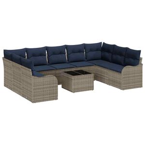 vidaXL Havesofa S&aelig;t 10 stk. Gr&aring; polyrattan