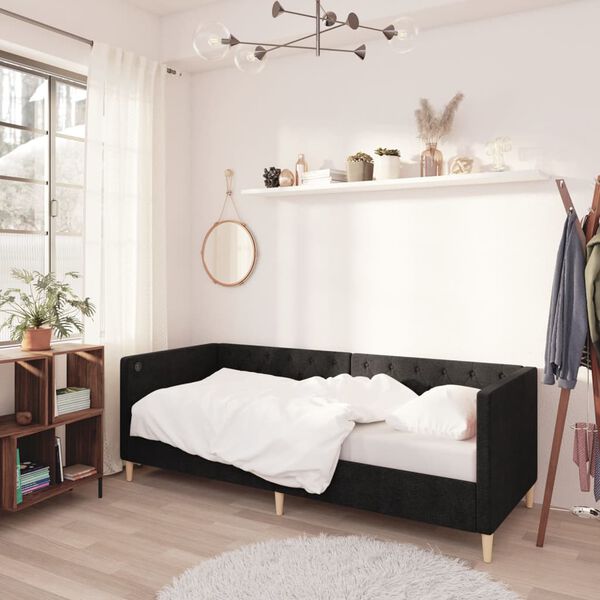 vidaXL daybed med madras og USB 90x200 cm stof sort