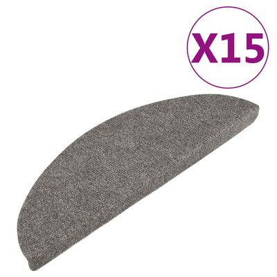 vidaXL selvklæbende trappemåtter 15 stk. 56x17x3 cm grå