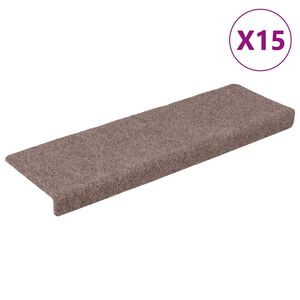 vidaXL trappem&aring;tter selvkl&aelig;bende 15 stk. 65x21x4 cm lysebrun rektangul&aelig;re kant