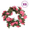 vidaXL blomsterguirlander 6 stk. 240 cm m&oslash;rk pink