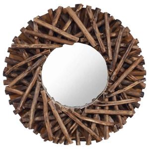 vidaXL v&aelig;gspejl 40 cm teak rund
