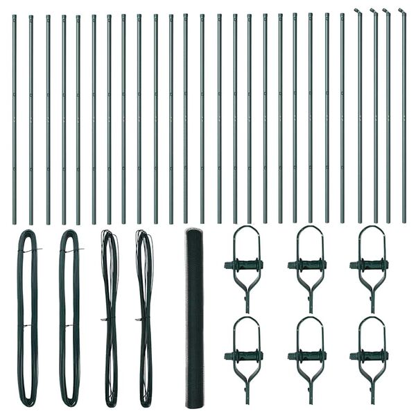 vidaXL Hegnspæl Grøn 50 x 1,6 m (25 mm net) Stål og PVC