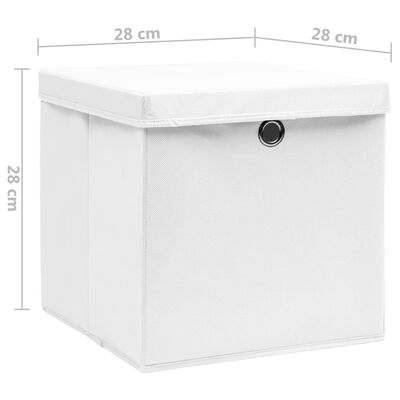 vidaXL opbevaringskasser med låg 10 stk. 28x28x28 cm hvid