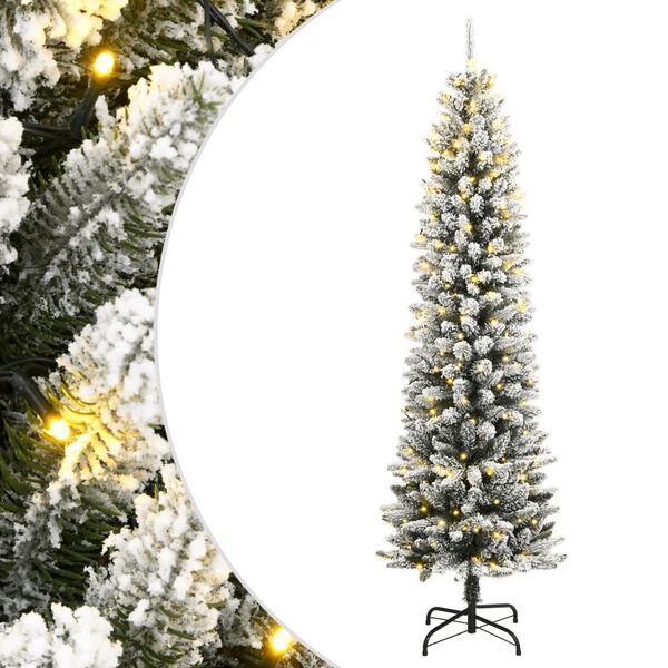 vidaXL kunstigt juletr&aelig; med sne og 150 LED'er 120 cm