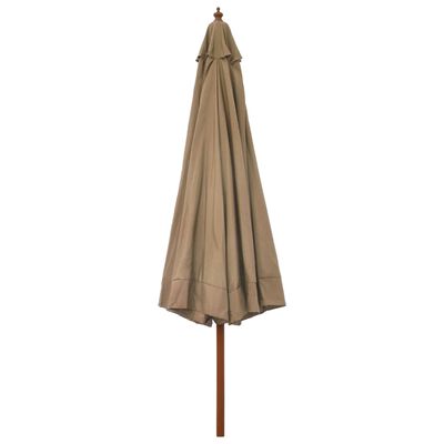 vidaXL udendørs parasol med træstang 330 cm gråbrun