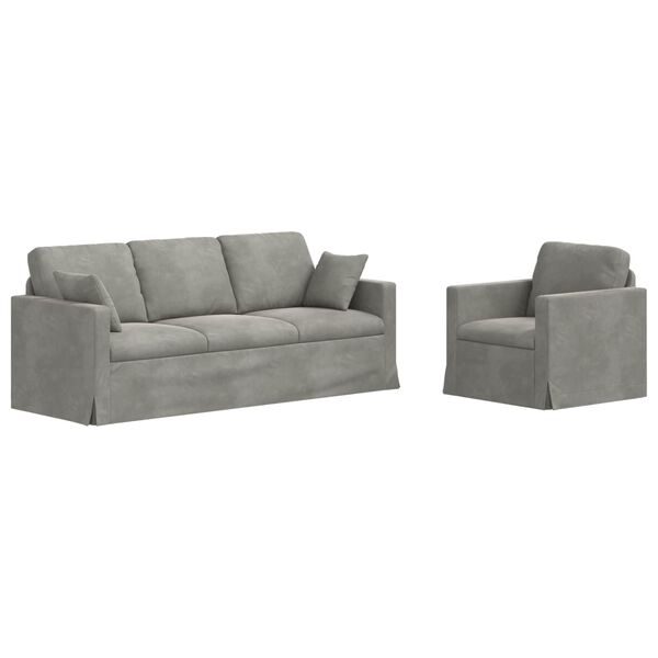 vidaXL Sofa 2 pcs Lysegr&aring; 198 x 78 x 80 cm Fl&oslash;jl