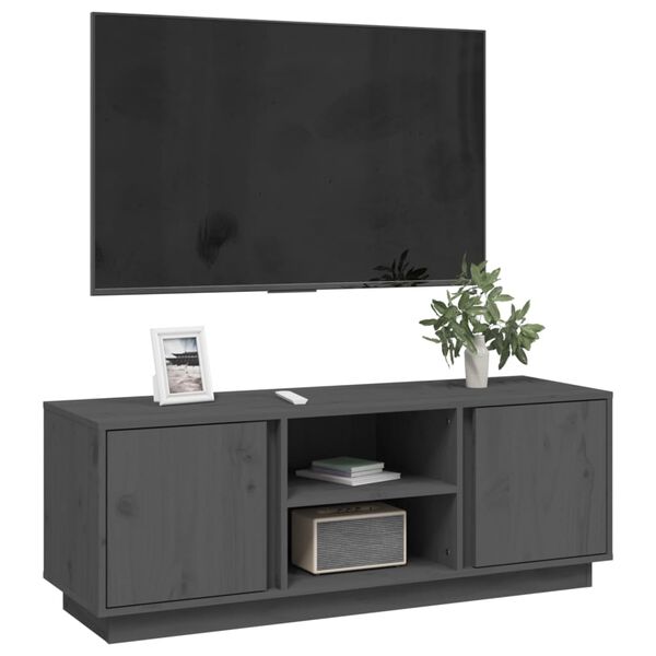 vidaXL tv-bord 110x35x40,5 cm massivt fyrretr&aelig; gr&aring;