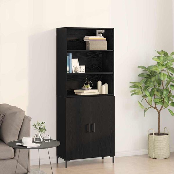 vidaXL Highboard Sort eg 69,5 x 34 x 180 cm Konstrueret tr&aelig;