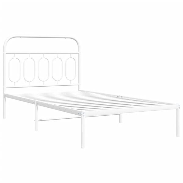 vidaXL sengeramme med sengegavl 100x190 cm metal hvid